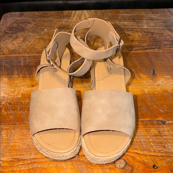 Soda Shoes - Soda Beige Open-Toe Ankle-Strap Espadrille Sandals